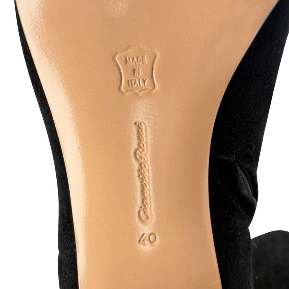 Gianvito Rossi Almond-Toe Knee-High Boots in Black Suede - Picture 8 of 12